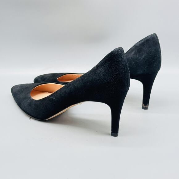 J Crew Shoes Womens 7 Black Suede d'Orsay Pumps Court Made in Italy Heels - Picture 5 of 11